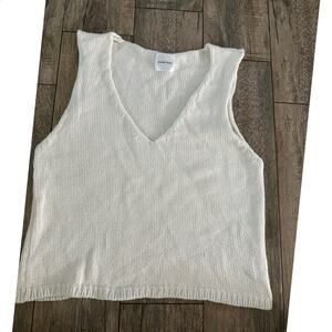 Anine Bing Women's White V-Neckline Sleeveless Knit Tank Top Size Small